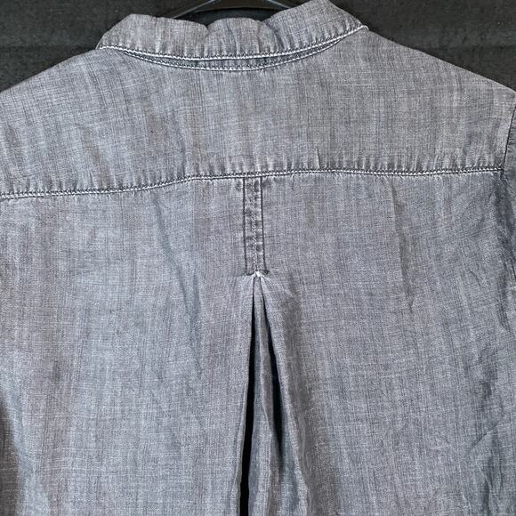 Cloth & Stone Anthropologie Womens Shirt Black Button Down High Low Small - Picture 13 of 14